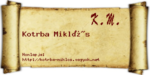 Kotrba Miklós névjegykártya